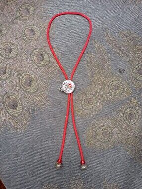 Red Cord Slider Necklace with Silver Accent